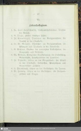 VI. Lehrerkollegium