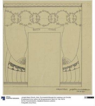 Wien, Zimmereinrichtungen für Ladislaus von Dirsztay Empfangszimmer, Aufriss der Eingangswand