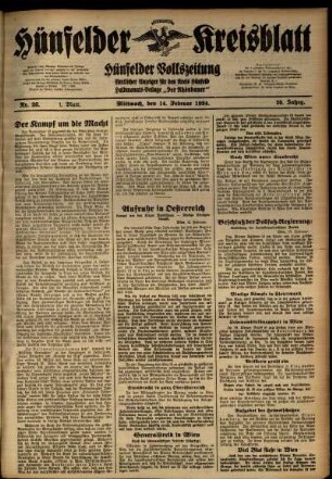 Erste Ausgabe vom Mittwoch, den 14. Februar 1934.