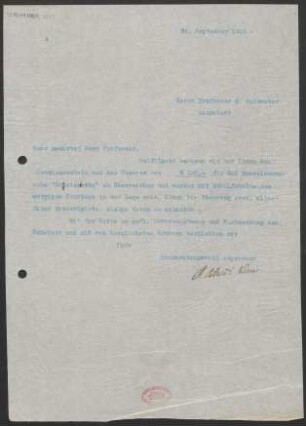 Brief an Willy Burmester : 24.09.1910