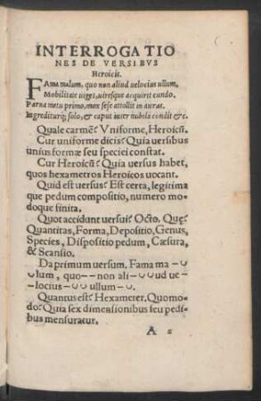 Interrogationes De Versibus Heroicis.