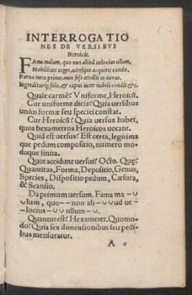 Interrogationes De Versibus Heroicis.