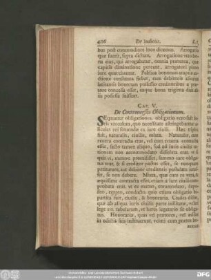 Cap. V. De Controversiis Obligationum.