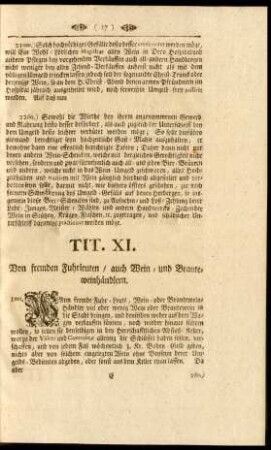 Tit. XI. Von fremden Fuhrleuten / auch Wein- und Branteweinhändlern