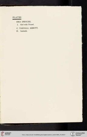 Ema Spencer and C. [Charles] Yarnall Abbott [list of plates]