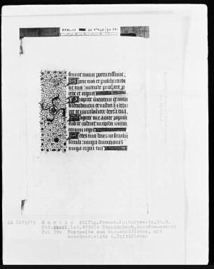 Lateinisches Stundenbuch — Teilbordüre, Folio 39verso
