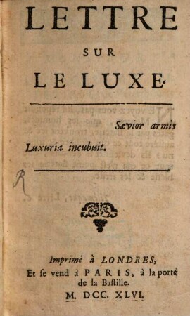 Lettre sur le luxe