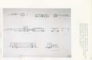 Pädagogische Hochschule, Flensburg-Fruerlund (Diplomarbeit bei Kurt Dübbers): Hauptgebäude, Ansicht Kunsterziehungsflügel und Schnitte 1:200