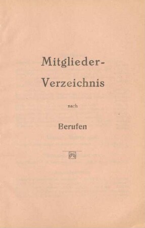 Mitglieder-Verzeichnis nach Berufen