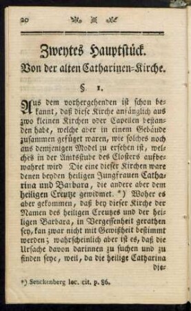 Zweytes Hauptstück. Von der alten Catharinen-Kirche