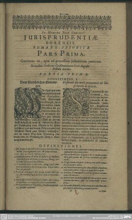 Pars Prima. Continens ea, quae ad processum judiciarium pertinent