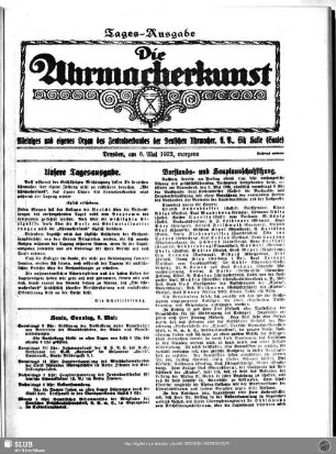 Die Uhrmacherkunst. Tages-Ausgabe (6. Mai 1923)