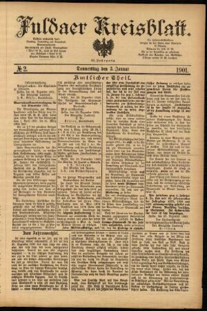 Ausgabe vom Donnerstag, den 03. Januar 1901.