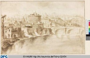 Ansicht von Rom mit Engelsburg und Tiberbrücke