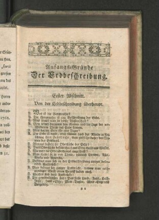 Erster Abschnitt. Von der Erdbeschreibung überhaupt.