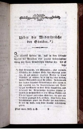 Ueber die Widersprüche der Stoiker