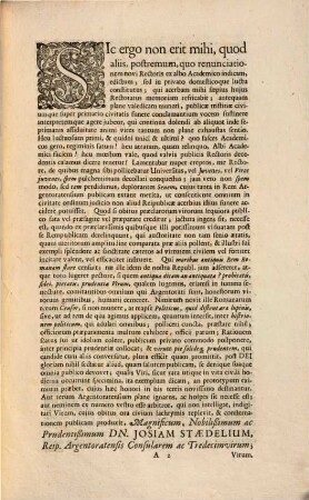 Rector Universitatis Argentoratensis Joh. Henricus Feltzius, U.I.D. Institutionum Imperialium Et Iuris Publici P.P. Ordinarius Canonicus Thomanus, Civibus Academicis S.P.D. : [PP. Argentorati D. XXVI. Maii MDCC.]