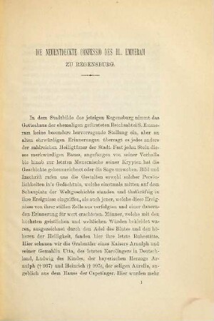 Die neuentdeckte Confessio des Hl. Emmeram zu Regensburg