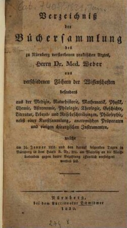 Verzeichniss .... 1831, Jan.