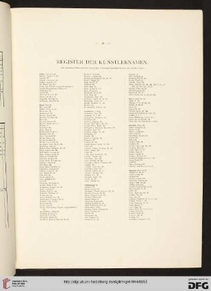 Register der Künstlernamen