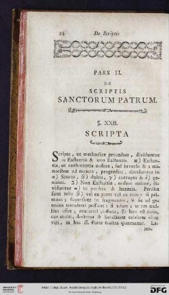 Pars II: De scriptis sanctorum patrum