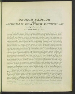 Georgii Fabricii ad Andream fratrem epistolae