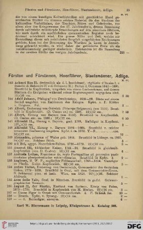 Fürsten und Fürstinnen, Heerführer, Staatsmänner, Adlige (Nr. 143-526)