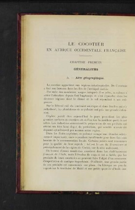 Le Cocotier En Afrique Occidentale Francaise.