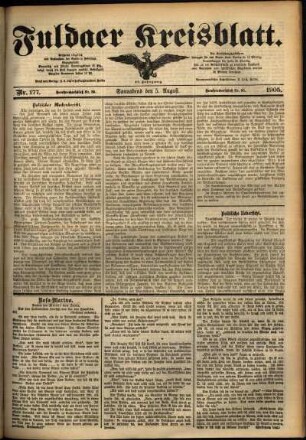 Ausgabe vom Samstag, den 05. August 1905.