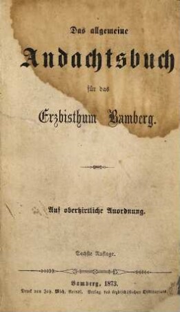 Das allgemeine Andachtsbuch für das Erzbisthum Bamberg