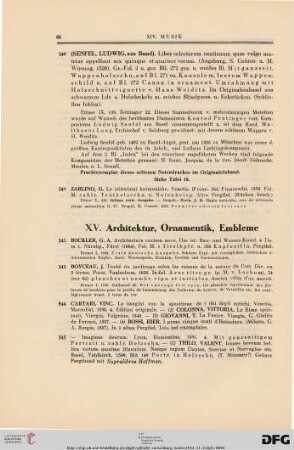 Architektur, Ornamentik, Embleme (Nr. 342-363)