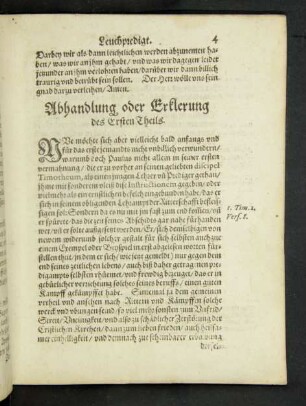 Abhandlung oder Erklerung des Ersten Theils.