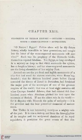 Chapter XXII: Fragments of Theban history – Sources – Rosetta stone – Hieroglyphics – Antiquities