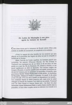 22. Lettre de Mustapha à son père après la victoire de Koraïti