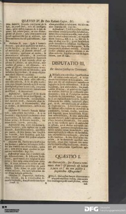 Disputatio III. De Universalibus in Communi.