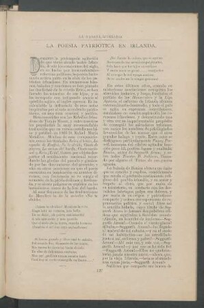La poesía patriótica en Irlanda.