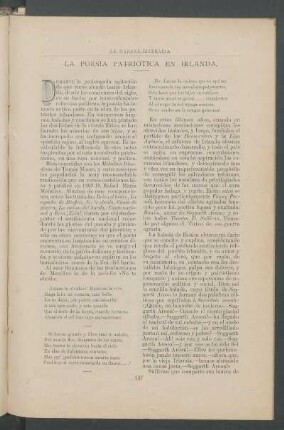 La poesía patriótica en Irlanda.