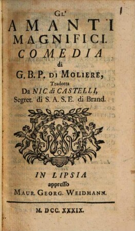 Gl' amanti magnifici : Comedia