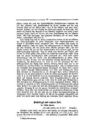 Pestalozzi und unsere Zeit