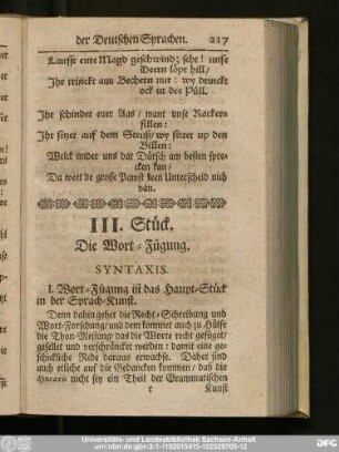 III. Stück. Die Wort-Fügung.