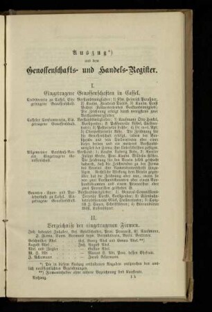 Auszug aus dem Genossenschafts- und Handels-Register