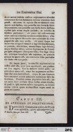 Caput III: De atheismo et polytheismo