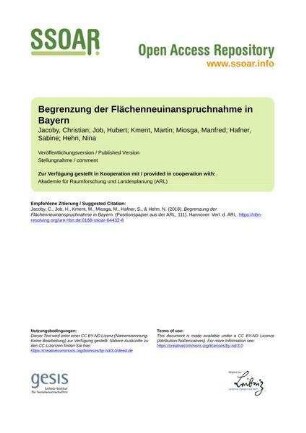 Begrenzung der Flächenneuinanspruchnahme in Bayern