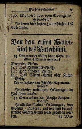 Von dem ersten Hauptstück des Catechismi.
