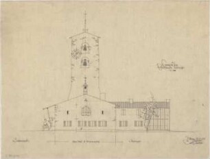 Gsaenger, Gustav; München, Ettalstr. 3; Gethsemane Kirche, Pfarrhaus - Westseite (Ansicht)