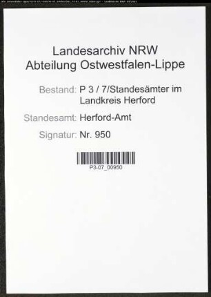 Heiratsregister Standesamt Herford-Amt