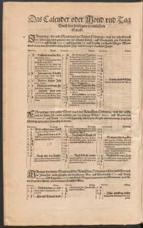 Das Calender oder Mond und Tag Buch der heyligen Göttlichen Schrifft.