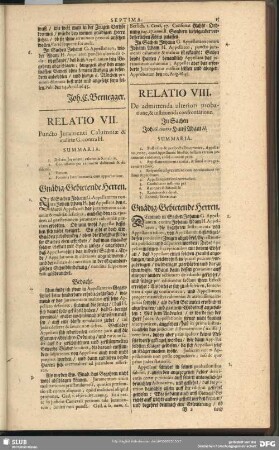 Relatio VII. Puncto Juramenti Calumniae & malitiae G. contra H.