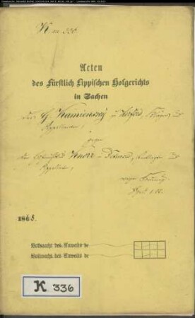 Kamiensky in Herford gegen Hofmusikus Knorr in Detmold - Forderung