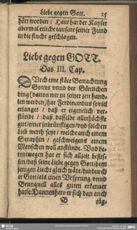 Liebe gegen Gott. Das III. Cap.